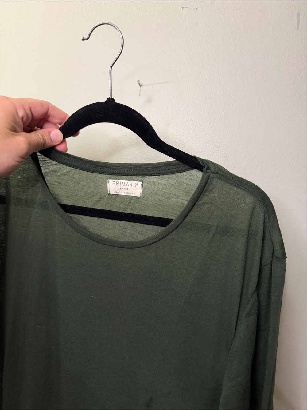 Primark Dark Olive Green Long Sleeve Crew Neck Top